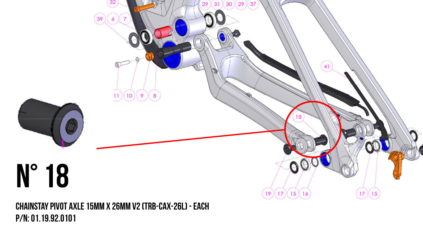 TBC - Chainstay Ouvit Axle 15mm x 26mm V2