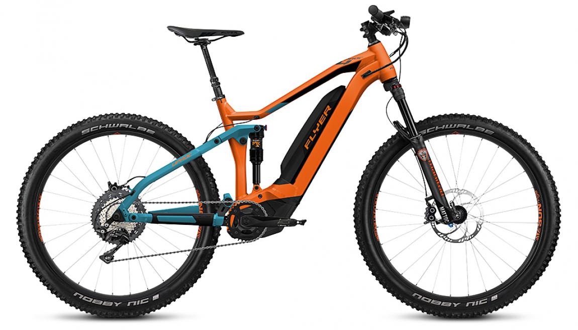 FLYER E Bikes Uproc4 Fullsuspension tangerineorangetealblue.png